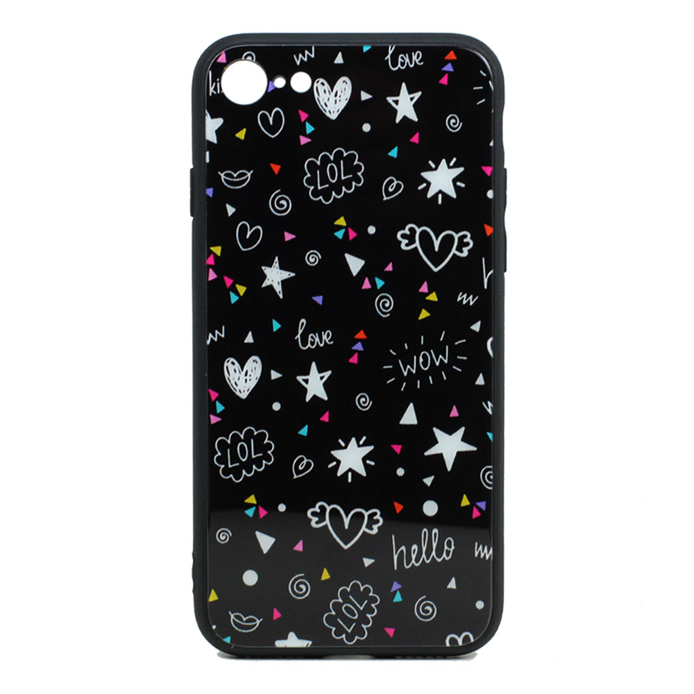 iPHONE 8 Plus / 7 Plus Design Tempered Glass Hybrid Case (Sparkly Heart)